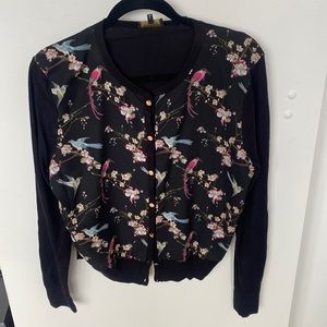 Ted Baker black ladies cardigan with birds and flowers